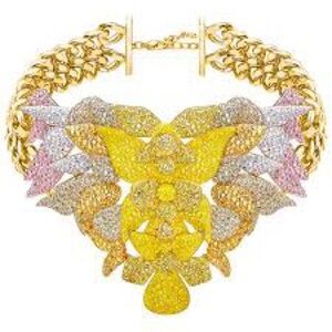 Authentic Swarovski Multicolor Orchid Gold and Silver Women's Necklace Limtef